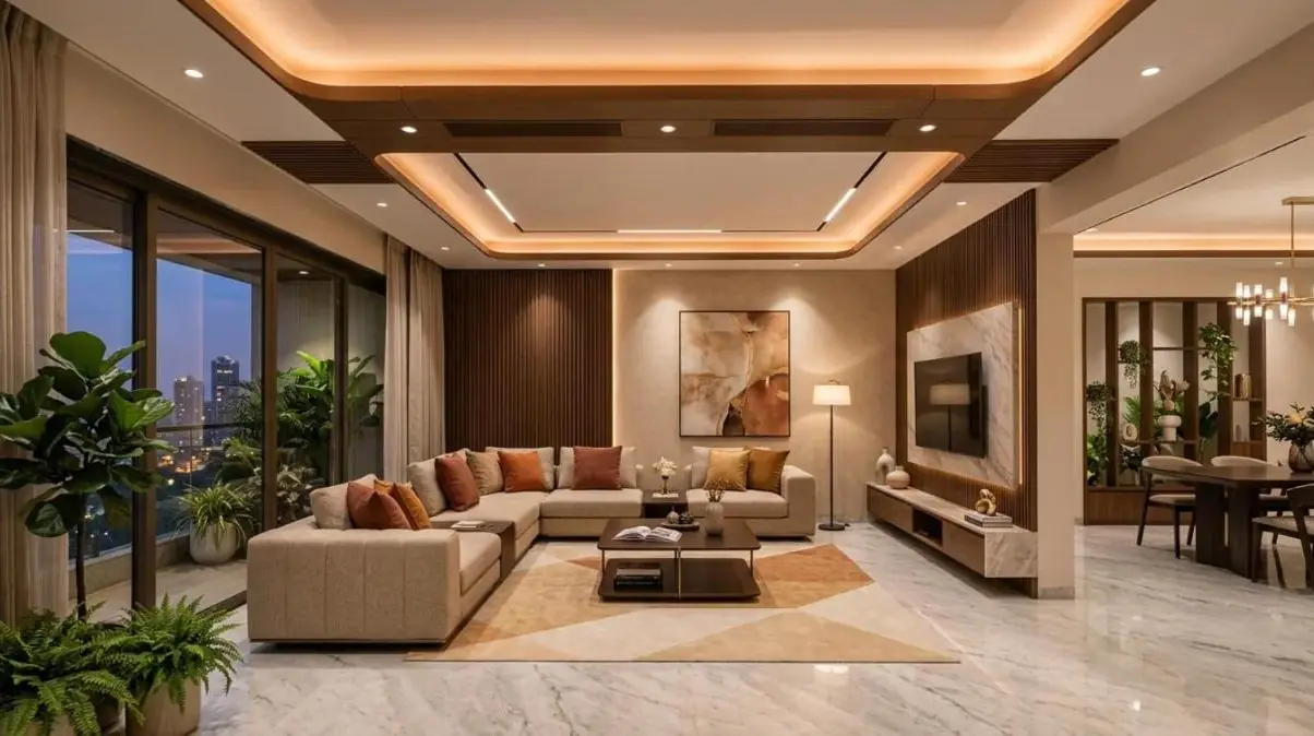 Gypsum false ceiling with cove lighting